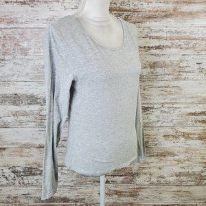Derek Heart Heather Grey Jersey Stretch Long Sleeve Round Neck Top Size L